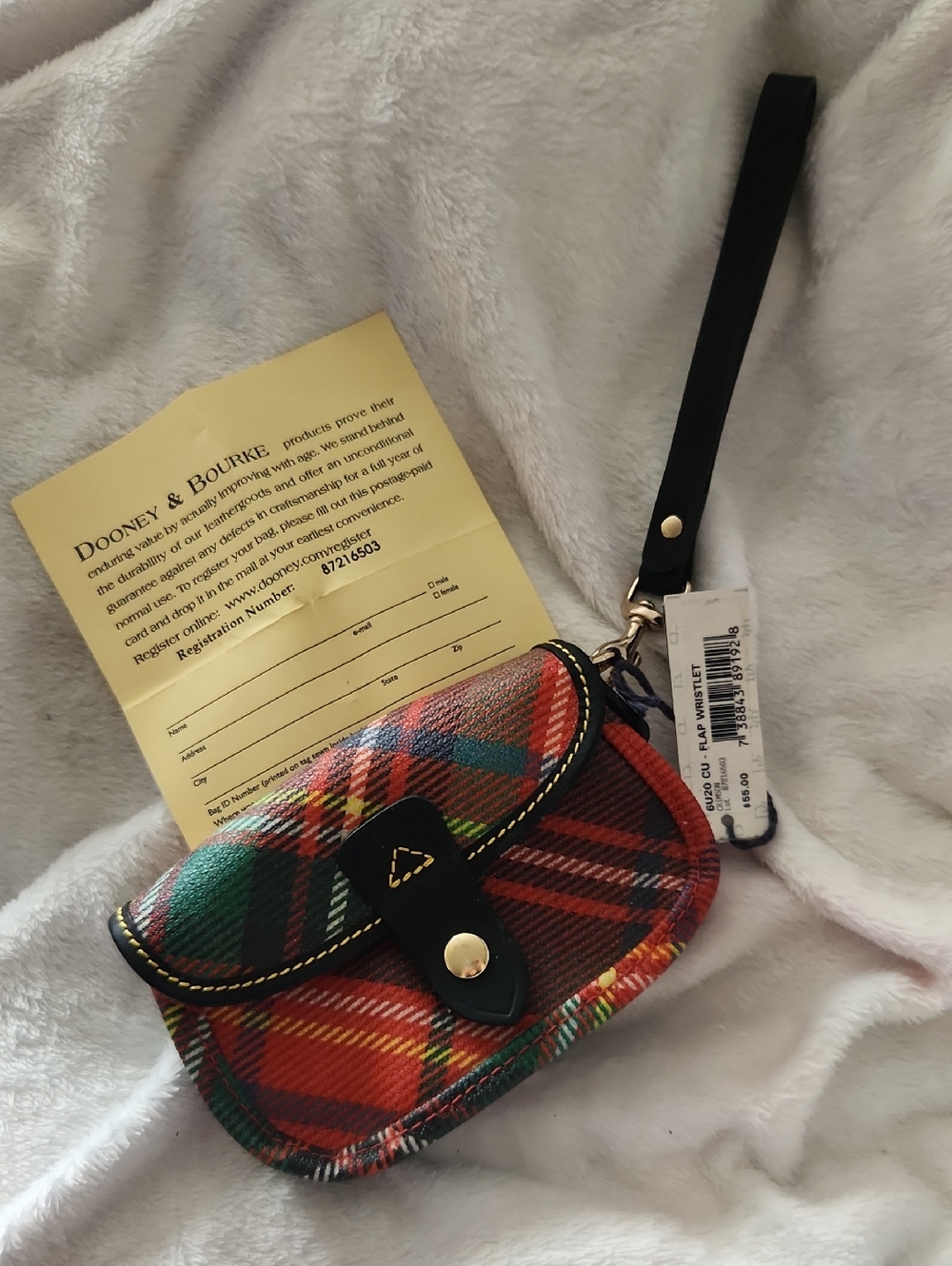Dooney & Bourke Red and Green Plaid Wristlet